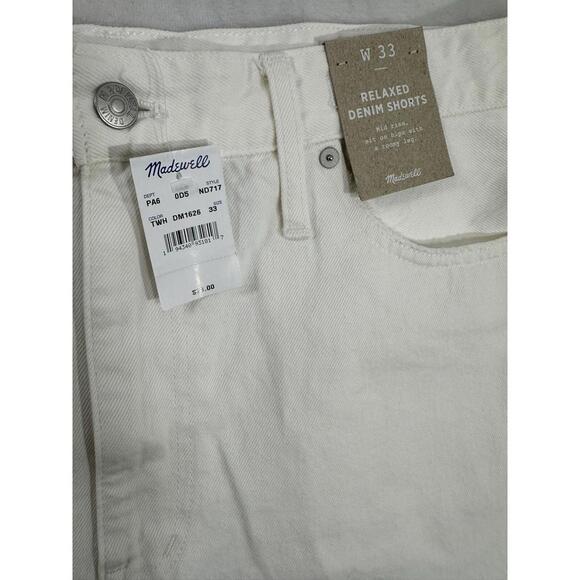 Madewell Pants - Madewell Relaxed Denim Shorts 32 White Cut Off Jean 3” Inseam Womens NWT